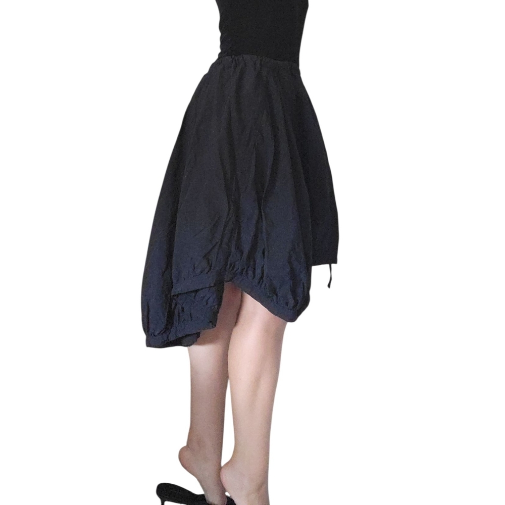 Voluminous Drawstring Midi Skirt Black  M/L